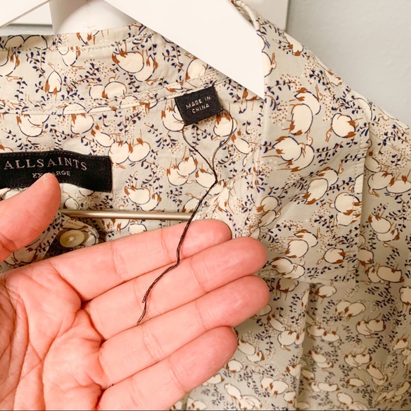 NWOT All Saints Print Pattern Shirt, Cream, XXL - Picture 6 of 10